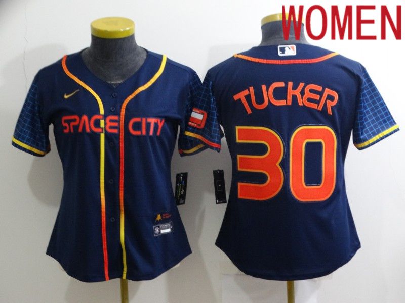 Cheap Women Houston Astros 30 Tucker Blue City Edition Game Nike 2022 MLB Jersey